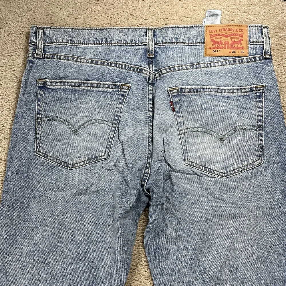 Levi's 511 Slim Fit Jeans Men's 36x32 True Fit 38x32 Light Wash Blue Denim NEW